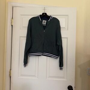 Urban Outfitters UO Women’s Green Bomber Sweatshirt Zip Up Jacket Small S